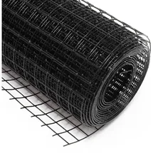 Wiltec Maschendrahtzaun Schwarz 100 cm x 25 m, 0,9 mm Stärke 19x19 mm Maschengröße, Volierendraht Stahl verzinkt, Drahtgitter, Vogeldraht