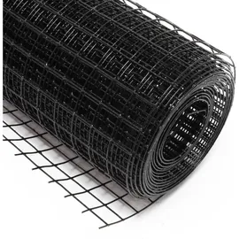 Wiltec Maschendrahtzaun Schwarz 100 cm x 25 m, 0,9 mm Stärke 19x19 mm Maschengröße, Volierendraht Stahl verzinkt, Drahtgitter, Vogeldraht