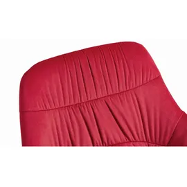 SalesFever Essgruppe "Esszimmerausstattung aus Holz Metall Textil, Akazie, massiv, konisch, 90x76.5x180 cm | Bezug Samt rot Gestell schwarz, Tisch Naturfarben | 370117