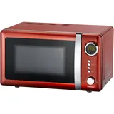 Melissa 16330109 Classico Retro Mikrowelle Standgerät, 20 Liter Garraum, 700 Watt, Rot Metallic