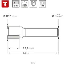 Stier Scharnierfräser D12,7 x L12,7 x S8 mm
