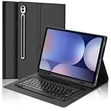 FOGARI Tastatur Hülle für Samsung Galaxy Tab S10 Ultra / S9 Ultra 14.6 Zoll, Keyboard Cover mit Magnetisch Abnehmbarer Deutscher Bluetooth Tastatur für Galaxy Tab S10Ultra/S9 Ultra 14.6'', Schwarz