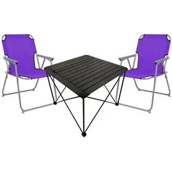 3teiliges Campingmöbel Set Campingtisch Campingstuhl L70xB70xH56cm