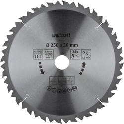 WOLFCRAFT Tisch-Kreissägeblätter, Ø: 250 mm, 24 Zähne
