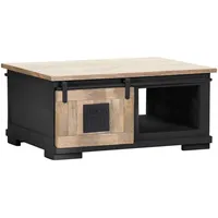 Landscape Couchtisch, Anthrazit, Natur, Metall, Mangoholz, massiv, 2 Schubladen, rechteckig, eckig, 70x46x100 cm, Stauraum, Wohnzimmer, Wohnzimmertische, Couchtische, Couchtische mit Stauraum