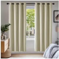 Deconovo Verdunkelungsvorhang Dicke Gardine mit Ösen Wohnzimmer Thermogardine gegen Kälte, 175x140cm(HöhexBreite), Beige, 2er Set