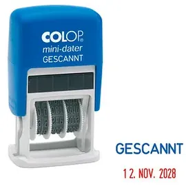 Colop Datumstempel mit Text "Gescannt" Mini-Dater S 160/L selbstfärbend blau rot, 1 St.