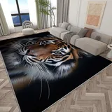 Generisch Kurzflor Teppich Wohnzimmer Tier Tiger Schwarz 120x170 cm Teppiche Flausching Wohnzimmer Teppiche Schlafzimmer Teppich Waschbarer Weiche Teppiche ​für Wohnkultur