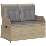 furnicato Gartenbank Verstellbar mit Kissen Beige Poly Rattan