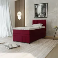 Panda möbel Boxspringbett Einzelbett 90x200, Rot, AVALON, mit Bettkästen,