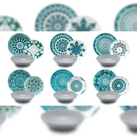 Excelsa Mandala Tafelservice 18-tlg. hellblau/grau