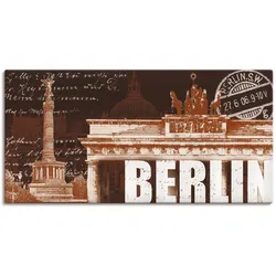 Leinwandbild ARTLAND "Berlin Collage", braun (farbe bild(er): braun), B:150cm H:75cm, Canvas, Leinwand, Bilder, auf Keilrahmen gespannt