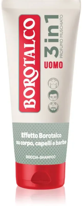 Borotalco MEN 3 in 1 Duschgel für Herren für Gesicht, Körper und Haare Duft Musk 200 ml