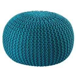 Amagohome PREMIUM XXL Sitzhocker Pouf  ø 55cm  Strickpouf Indoor u. Outdoor - pflegeleicht & nachhaltig : türkis - navigate