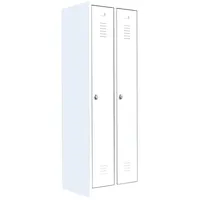 Lüllmann Weißer Spind komplett montiert 2 türig Stahl-Kleiderschrank 180x60x50cm