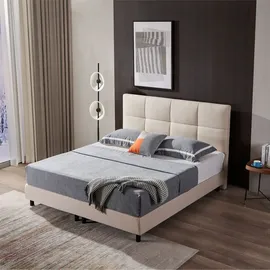 V6 Boxspringbett Modell 213 mit Taschenfederkernmatratze-25cm - Beige