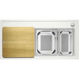 Blanco Zenar XL 6 S-F DampfgarPlus weiß + Excenterbetätigung + InFino + Holzschneidbrett