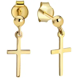 Paar Ohrstecker FIRETTI "Schmuck Geschenk Gold 375 Ohrschmuck Kreuz", gold (gelbgoldfarben), Ohrringe, Damen, Gelbgold 375