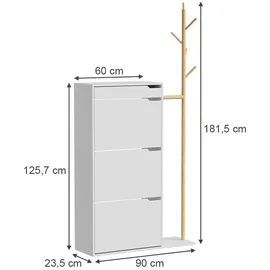 Vicco Ivo 90 x 181,5 x 30 cm mit 3 Fächern, 1 Schublade weiß