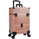 Kosmetikkoffer Trolley Make up Koffer Kosmetik Trolley mit Schublade Schminkkoffer Friseurkoffer mit Rollen Nagelkoffer Nageldesign Koffer Beauty Case,Rosegold