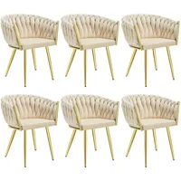 Tectake tectake® Set Esszimmerstuhl, gepolstert, mit Samtbezug, Knotendesign, schlanke