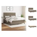 vidaXL Boxspringbett mit Matratze Taupe 180x200 cm Stoff