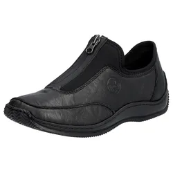 Slipper RIEKER, Damen, Gr. 41, schwarz, Leder, Textil, casual, Schuhe, Halbschuh, Freizeitschuh mit Reißverschluss für einfacheres Schlupfen