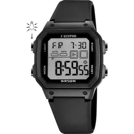 Calypso Digital Crush 36 mm Silikongehäuse Schwarz Silikonarmband Blau