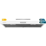 Cecotec Dunstabzugshaube 60 cm breit Bolero Flux CM 602200 Weiß B. Saugleistung 220m3/h, Motor 70W, Niedriger Verbrauch, Mechanische Steuerung, 3 Leistungsstufen, Weiß-Finish
