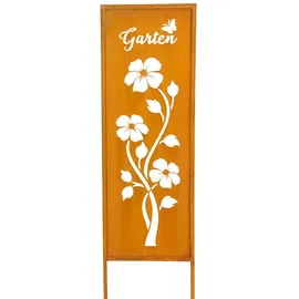 levandeo Gartenaufsteller Garten H83cm Metall Rost Rostoptik Gartenstecker Stele Garten-Deko Deko Gartenstele Blume