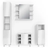 Vicco Badmöbel-Set Fynn Weiß Hochglanz 4 Teile