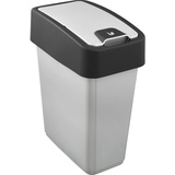 keeeper Premium Abfallbehälter mit Flip-Deckel, Soft Touch, 10 l, Magne, Silber
