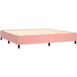 vidaXL Boxspringbett mit Matratze & LED Rosa 200x200 cm Samt