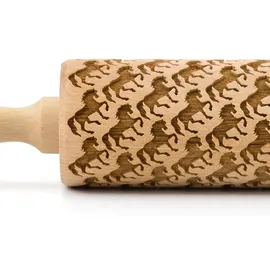 Folkroll Teigroller FOLKROLL "3D-Motiv-Teigrolle", braun, L:43cm, Massivholz, Teigroller, Pferde