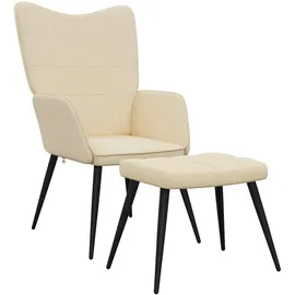vidaXL Relaxsessel mit Hocker Stoff 61 x 96 x 66 cm Beige