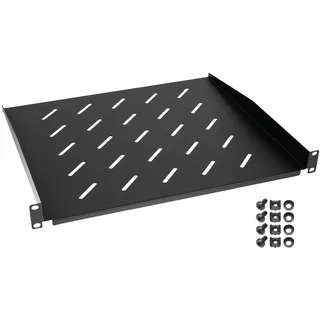 HMF 65499 Fachboden für Serverschrank 19 Zoll | 1 HE | 400 mm Einbautiefe | Schwarz