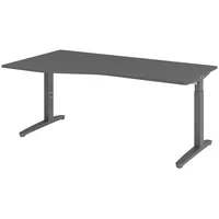 Bümö Schreibtisch Graphit, Graphit, Nachbildung, Rechteckig, 180x74x100 cm, FSC