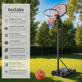 Tectake tectake® Basketballkorb freistehend, mit Rückwand und Ständer, rollbar
