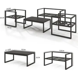 Melko Gartenset Sitzgruppe Aluminium grau
