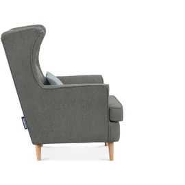 Konsimo Ohrensessel Stralis Webstoff 82 x 108 x 80 cm Grau mit Kissen