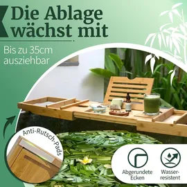 HEIMwert Badewannenablage Badewannentablett Ablage Badewanne - Extragroß mit ausklappbarem Ständer