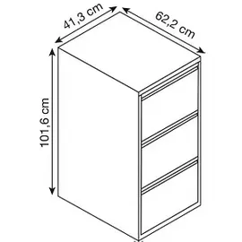 BISLEY Hängeregistraturschrank verkehrsweiß 3 Schubladen 41,3 x 62,2 x 101,6 cm