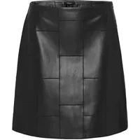 Opus Damen Minirock | Minirock ROMELA A-Linie in Leder Optik Black, 42 - 42