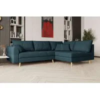 99rooms Bello Ecksofa Velours ELEMENT Blau Rechts