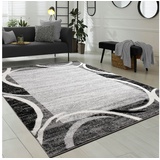 Paco Home Teppich Designer Bordüre Grau Schwarz Creme Preishammer, Grösse:120x170 cm