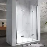 i-flair Dusch-Doppelflügeltür Duschtür Lena mit Falttüren aus teilsatiniertem 6 mm Sicherheitsglas, 84x195 cm, 6 mm Sicherheitsglas 84 cm x 195 cm