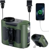 Tragbarer Ventilator, 14800 Mah, 40 Stunden, 5 Geschwindigkeiten, 16000 U/min, Hüftventilator Mit Led-licht, Freihändiger Nackenventilator Für Outdoor, Baustelle, Bauernhof, Reisen, Angeln (grün)