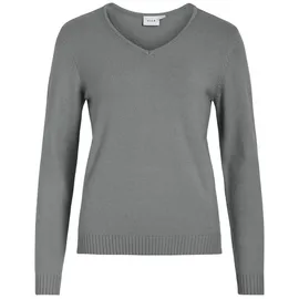 VILA Strickpullover Dünner Strickpullover Basic Stretch VIRIL VIRIL V-NECK L/S KNIT TOP - NOOS grau|schwarz M (38)