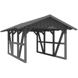 SKANHOLZ Skan Holz Schwarzwald Einzelcarport 4,24 x 6,00 m grau lasiert, wetterfest