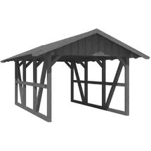 SKANHOLZ Skan Holz Schwarzwald Einzelcarport 4,24 x 6,00 m grau lasiert, wetterfest